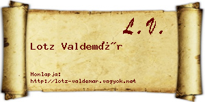 Lotz Valdemár névjegykártya